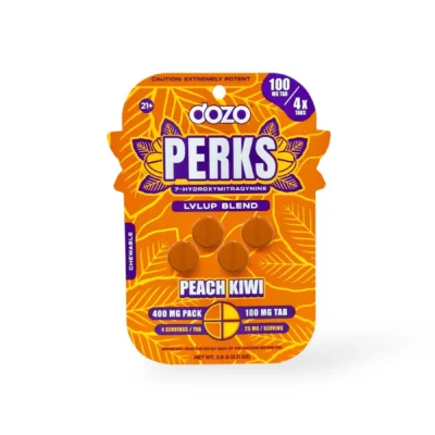 Dozo Perks 7-OH Tablets Peach Kiwi 400mg 4 Count 7-Hydroxymitragynine