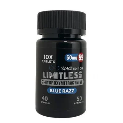 Limitless Black Edition 7-OH Tablets Blue Raz 500mg 10 Count