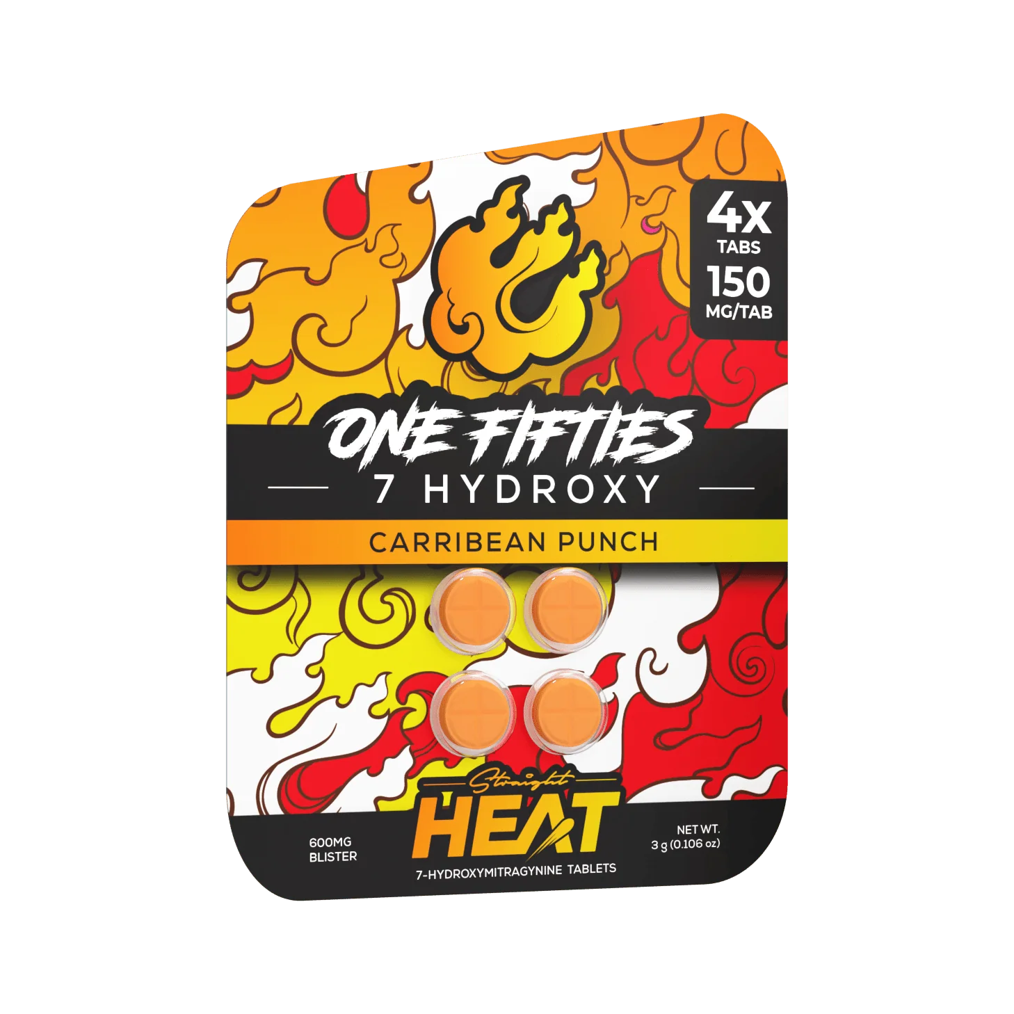 Straight Heat 150s 7-OH Tablets Caribbean Punch 600mg 4 Count