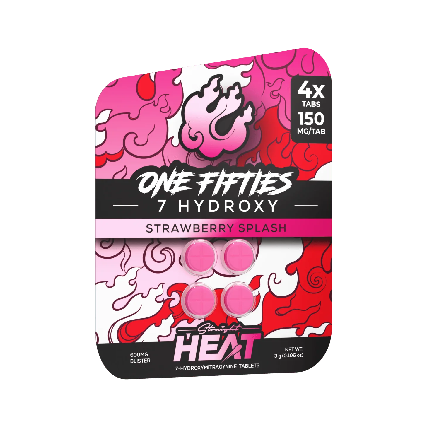 Straight Heat 150s 7-OH Tablets Strawberry Splash 600mg 4 Count